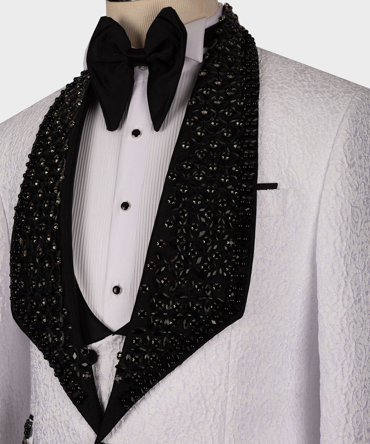 Black Gemstone Black Lapel Statement Tuxedo - Style 02
