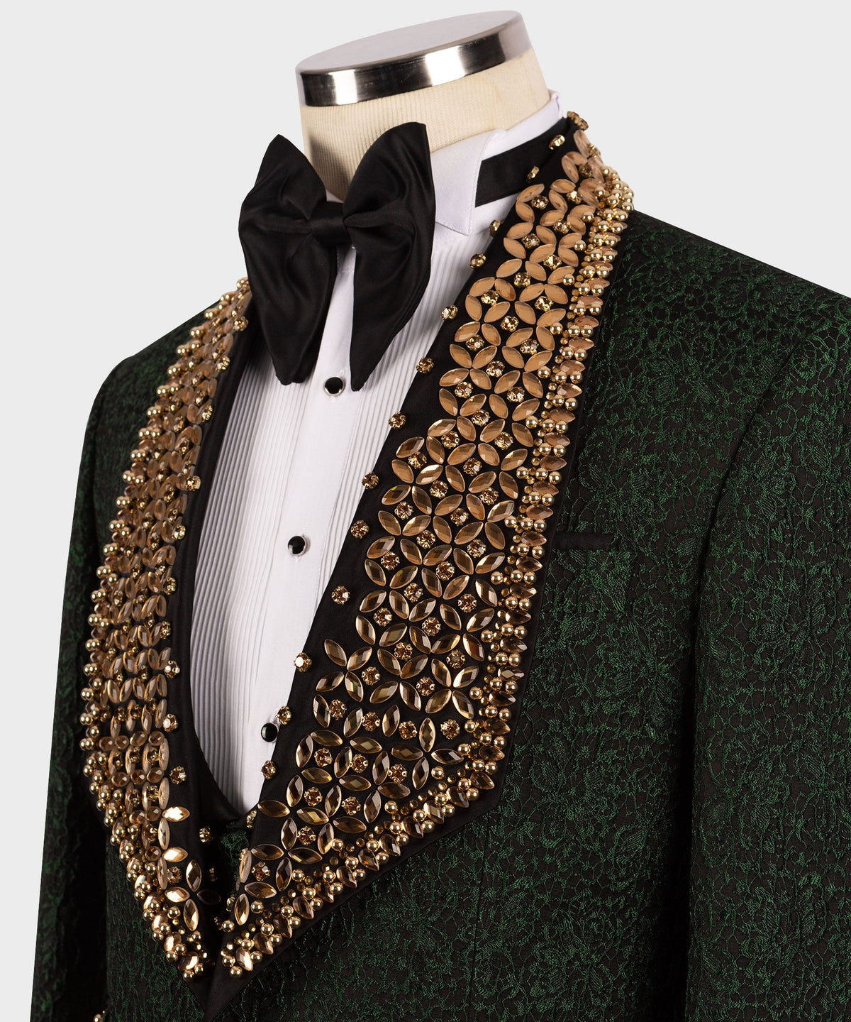 Gold Gemstone Green Lapel Statement Tuxedo