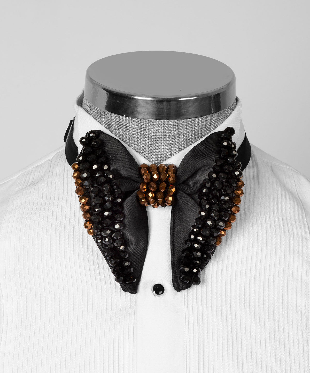 Black Stone-Embellished Statement Bow Tie