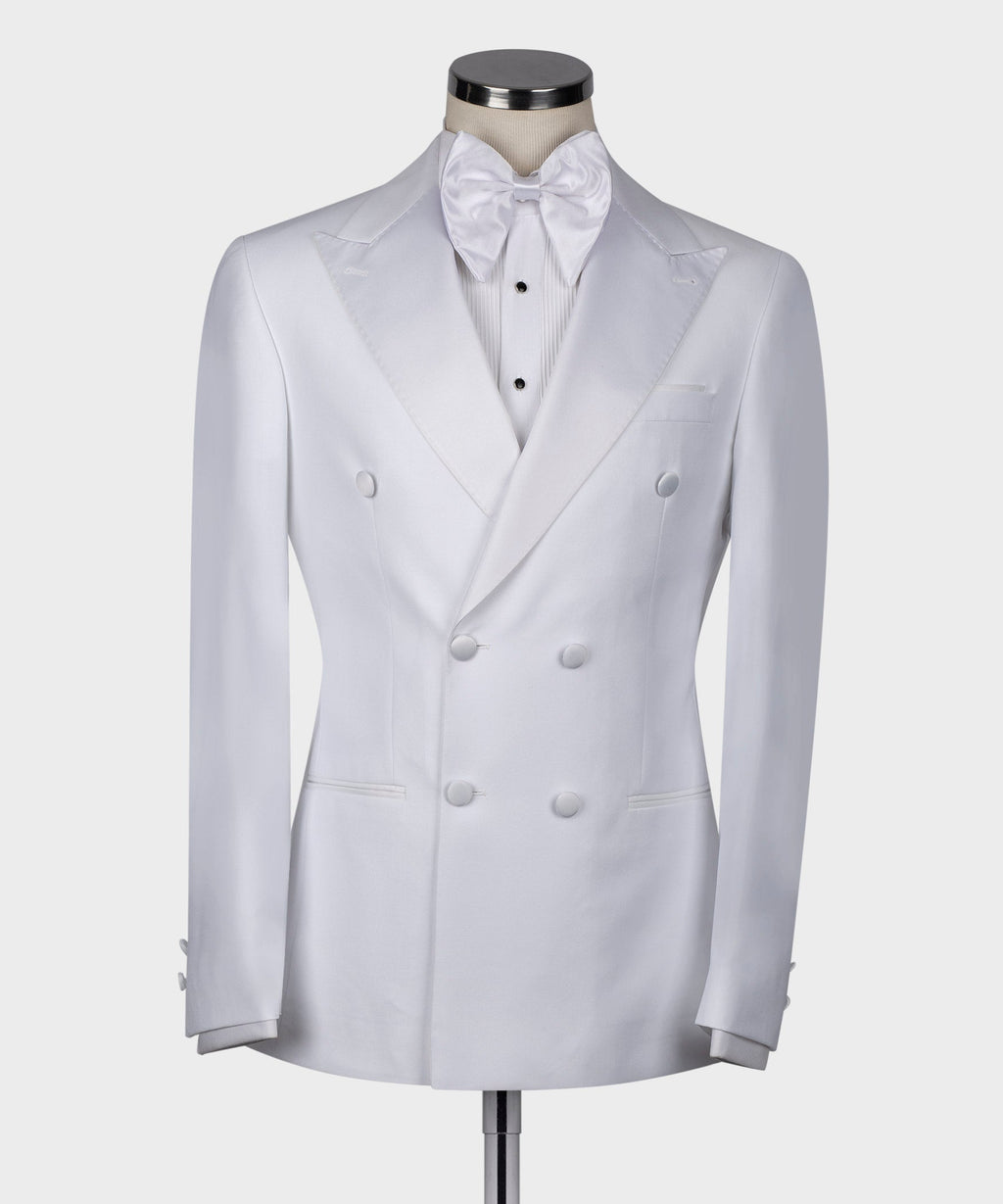 White Satin-Lapel White Classic Tuxedo
