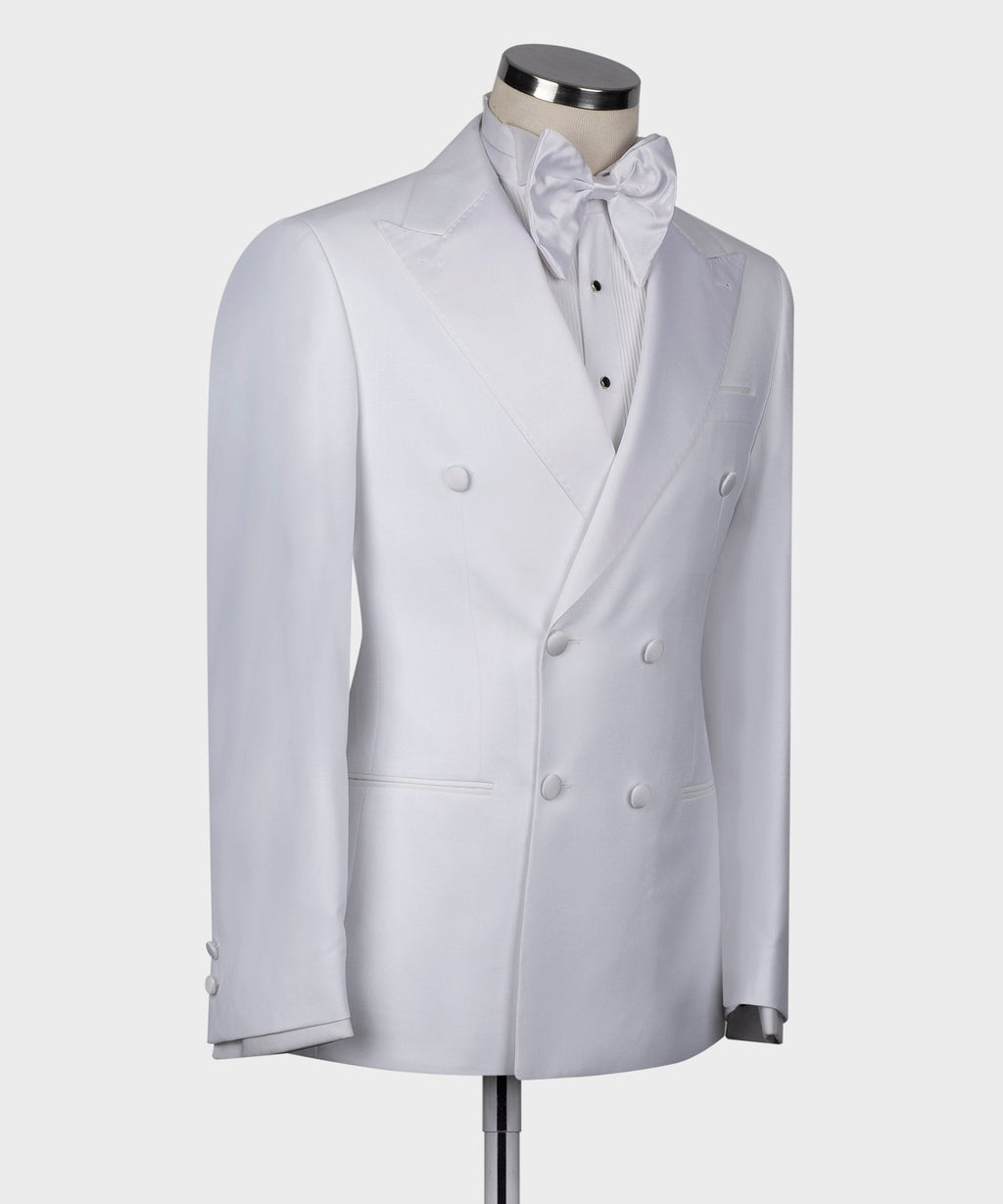 White Satin-Lapel White Classic Tuxedo