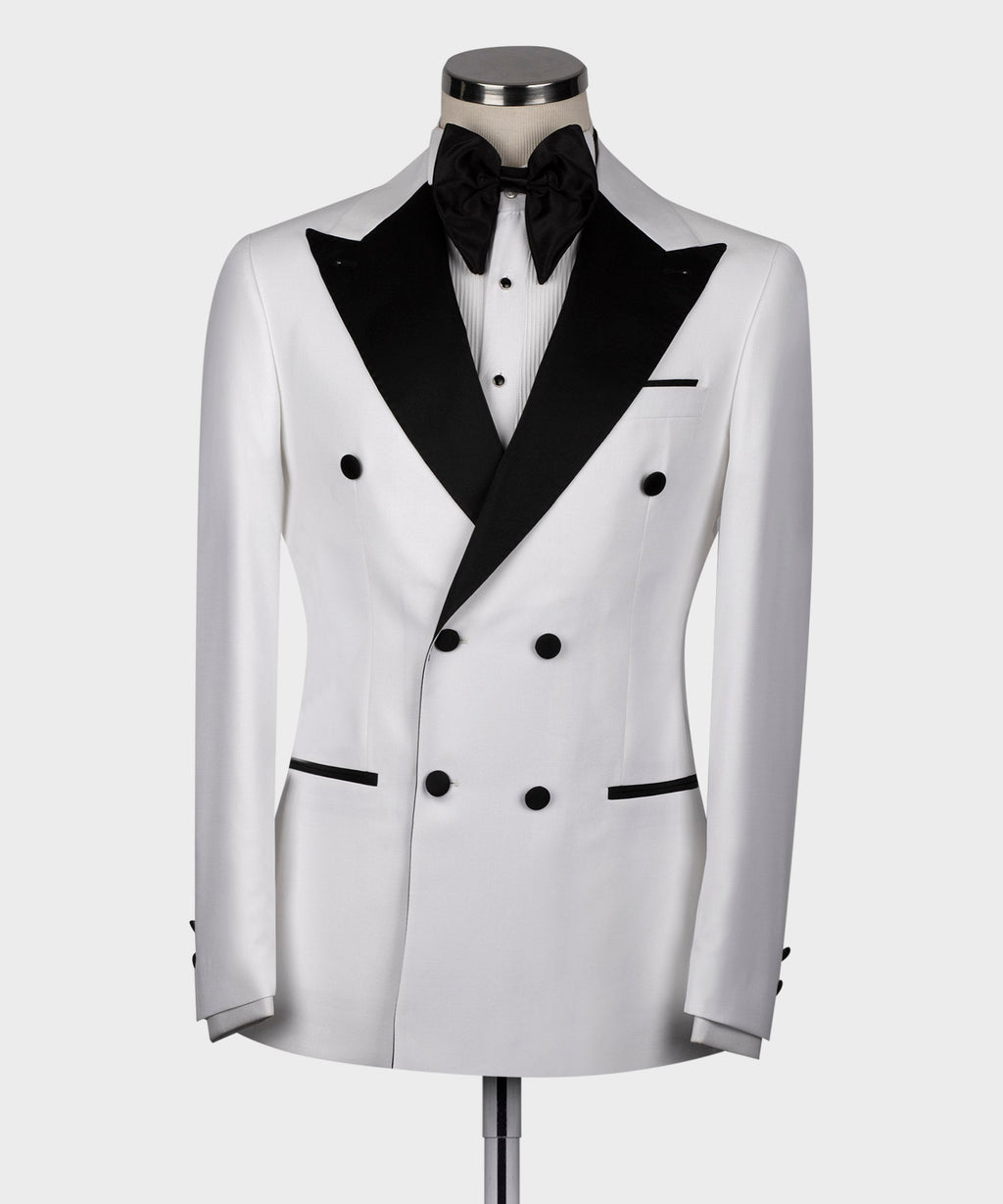 Black Satin-Lapel White Classic Tuxedo