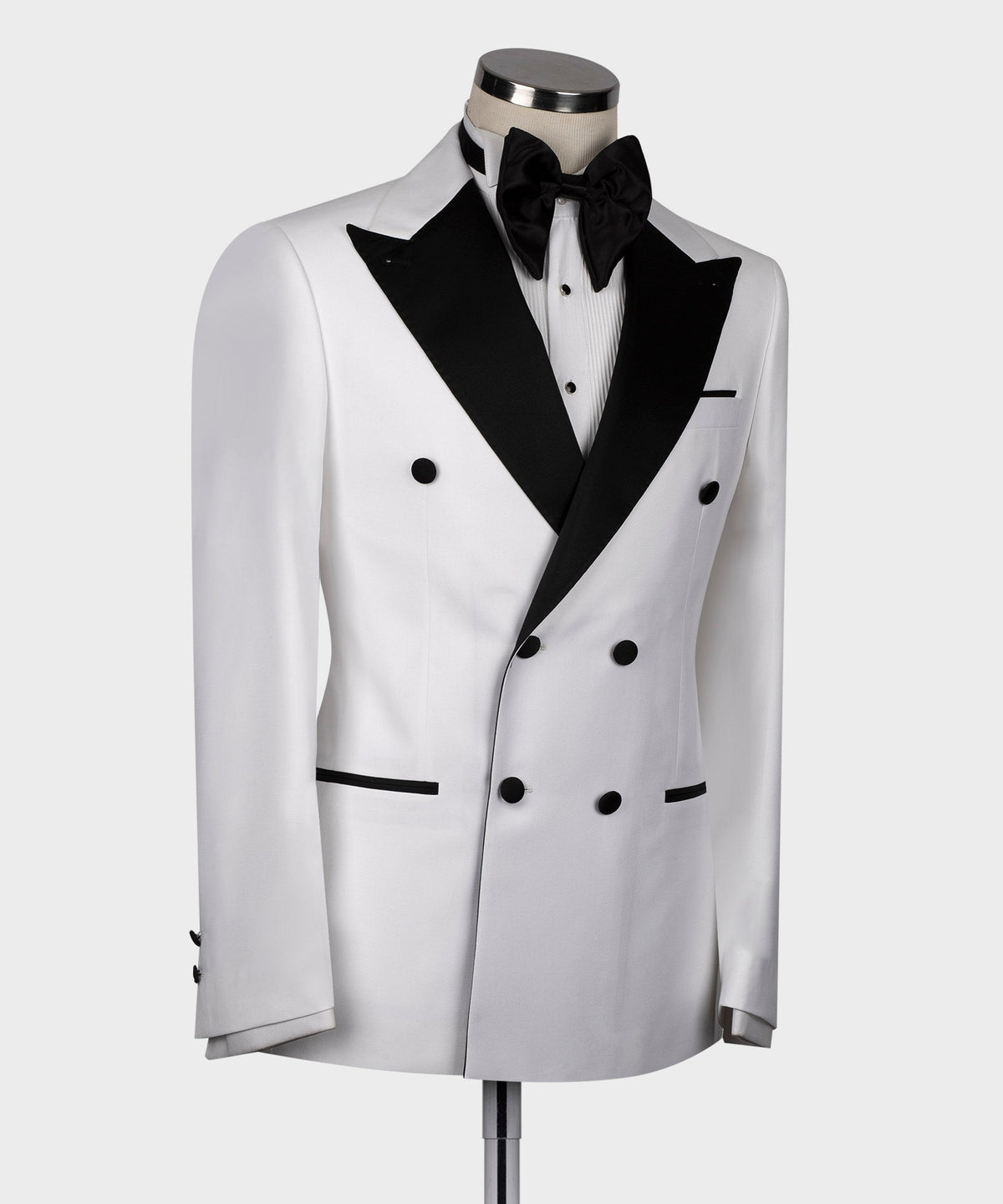 Black Satin-Lapel White Classic Tuxedo
