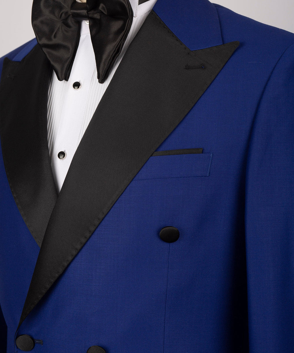 Black Satin-Lapel Blue Classic Tuxedo