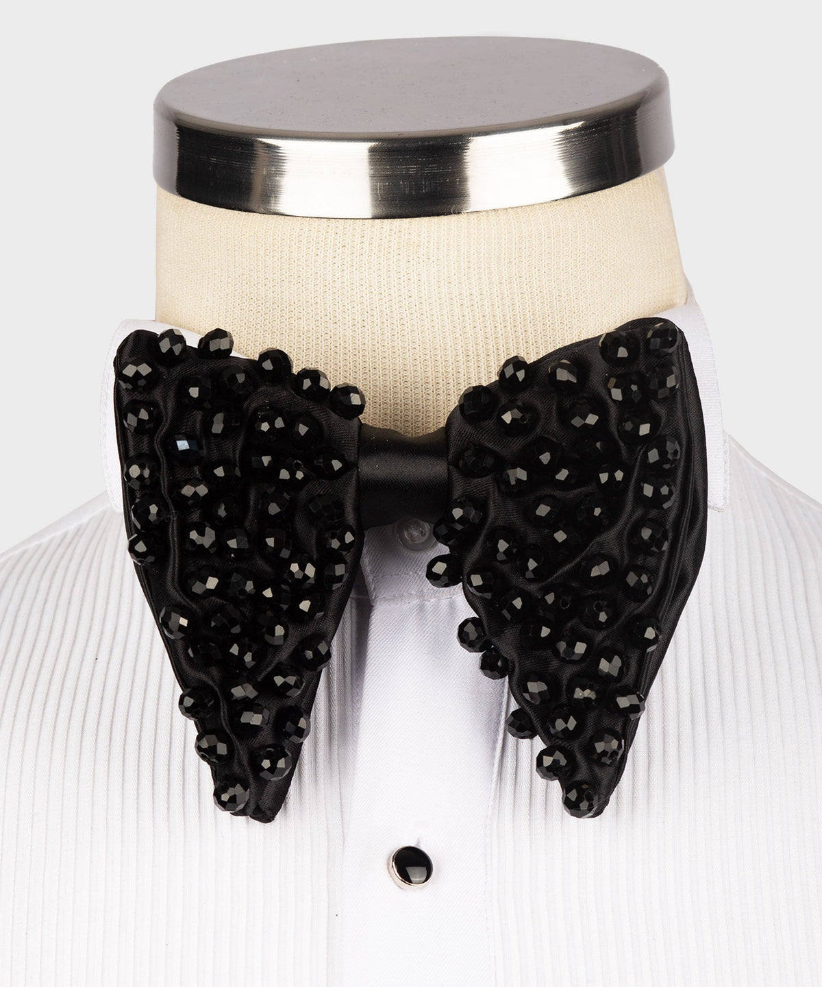 Black Stone-Embellished Bow Tie - Style 09