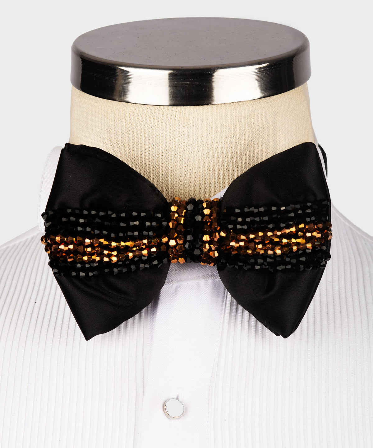 Black Copper Stone-Embellished Bow Tie