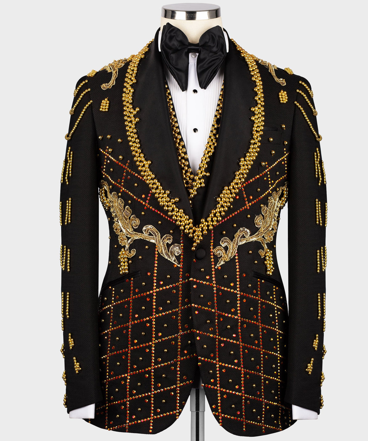 Crystal Stone Statement Black Tuxedo - Style 02