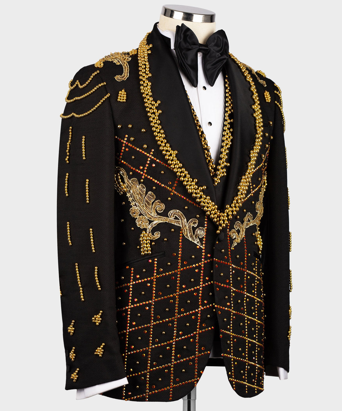 Crystal Stone Statement Black Tuxedo - Style 02