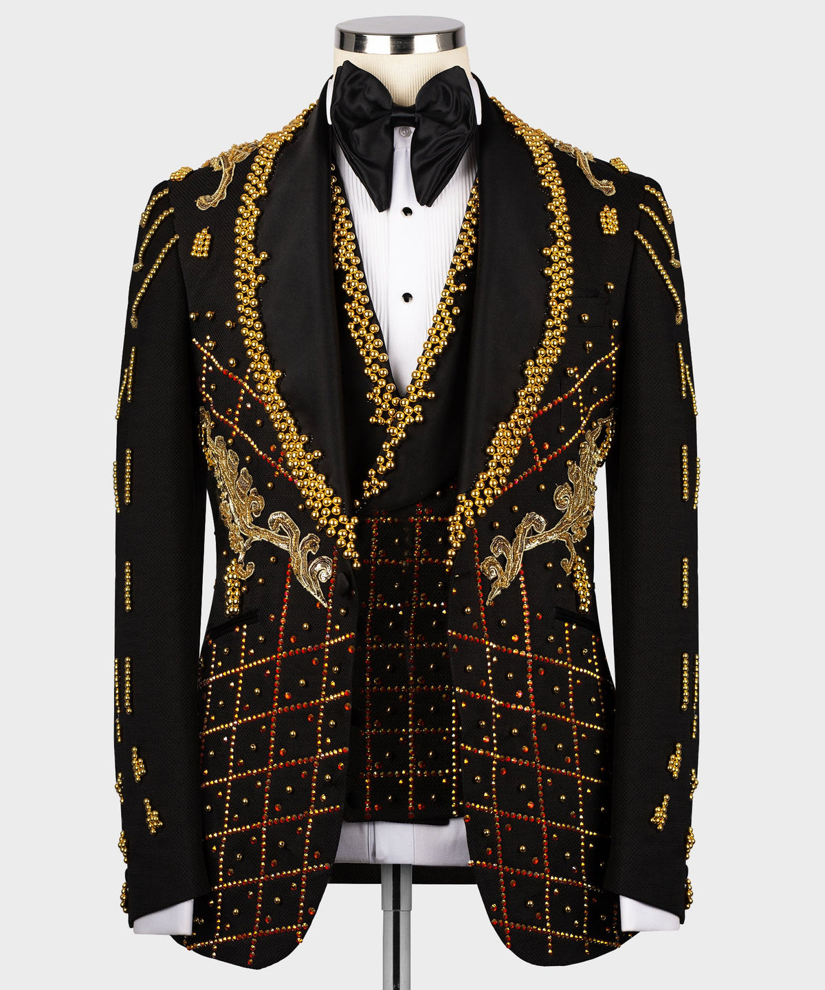Crystal Stone Statement Black Tuxedo - Style 02