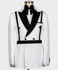 Black and White Self Belted Double-Breasted Tuxedo - Style 01