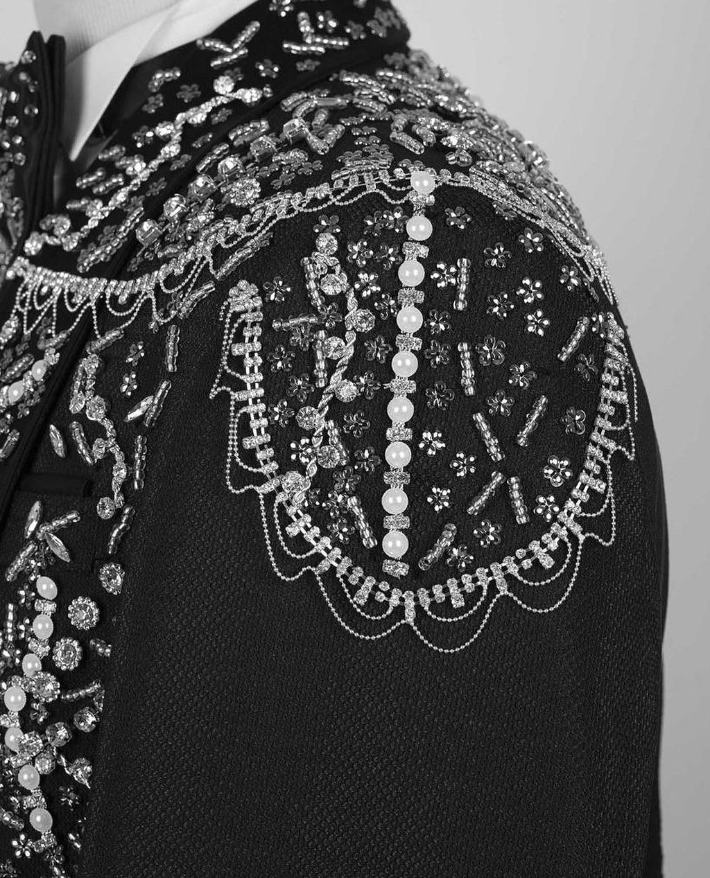 Black Crystal Jeweled Statement Tuxedo