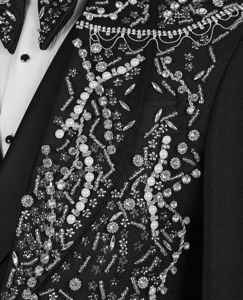 Black Crystal Jeweled Statement Tuxedo