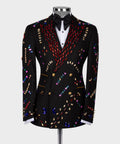 Black Crystal Colored Stone Statement Tuxedo