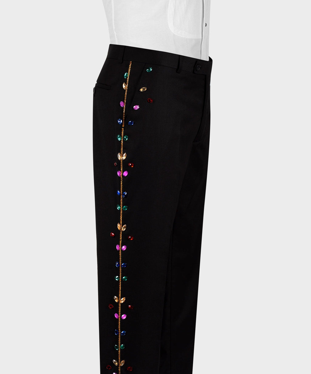 Black Crystal Colored Stone Statement Tuxedo