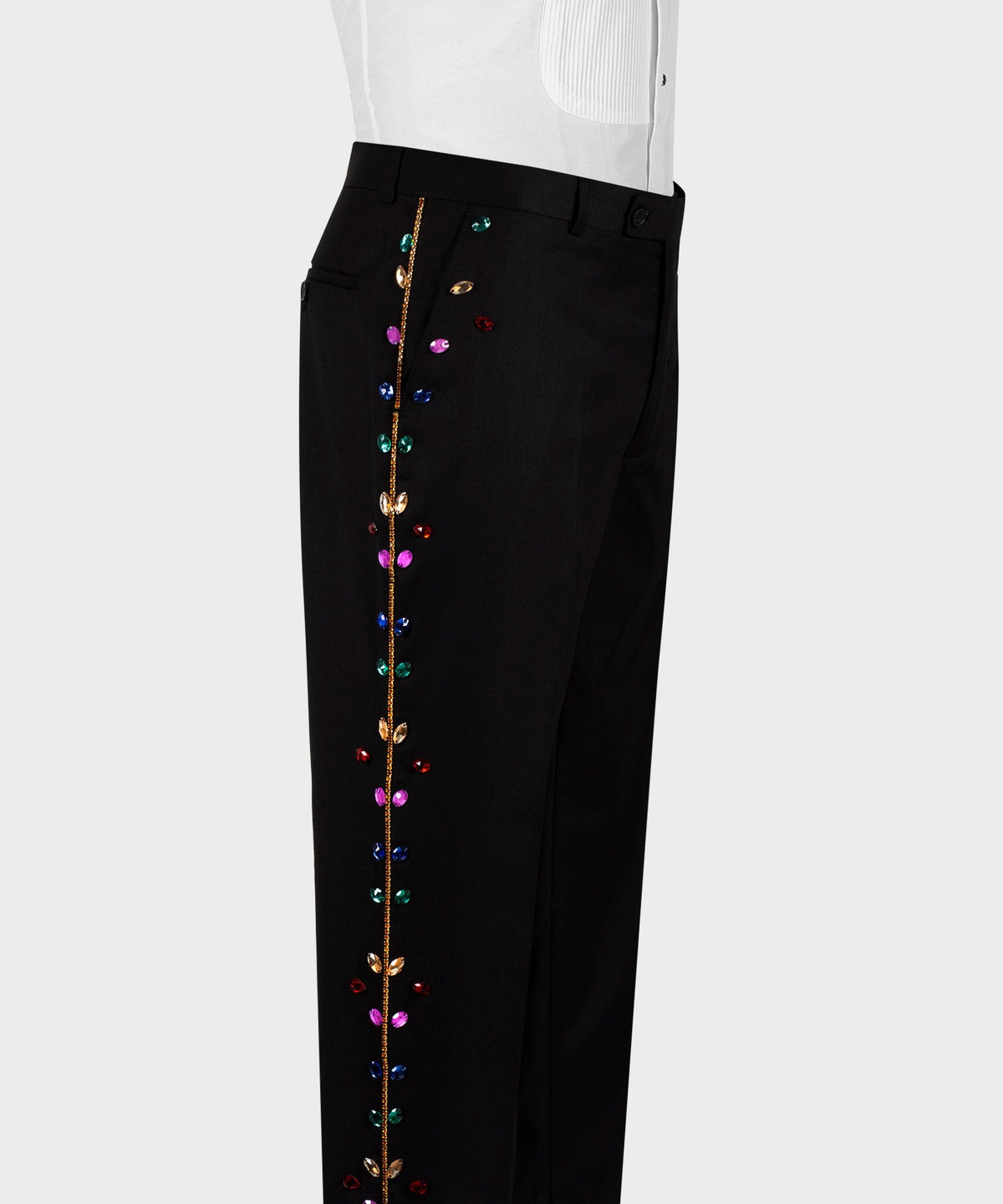 Black Crystal Colored Stone Statement Tuxedo