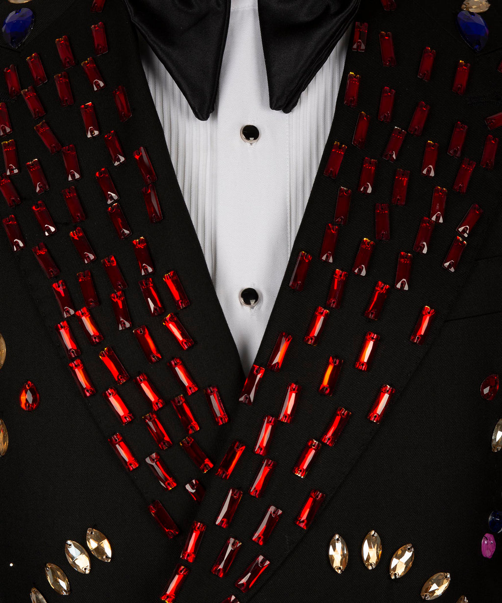 Black Crystal Colored Stone Statement Tuxedo