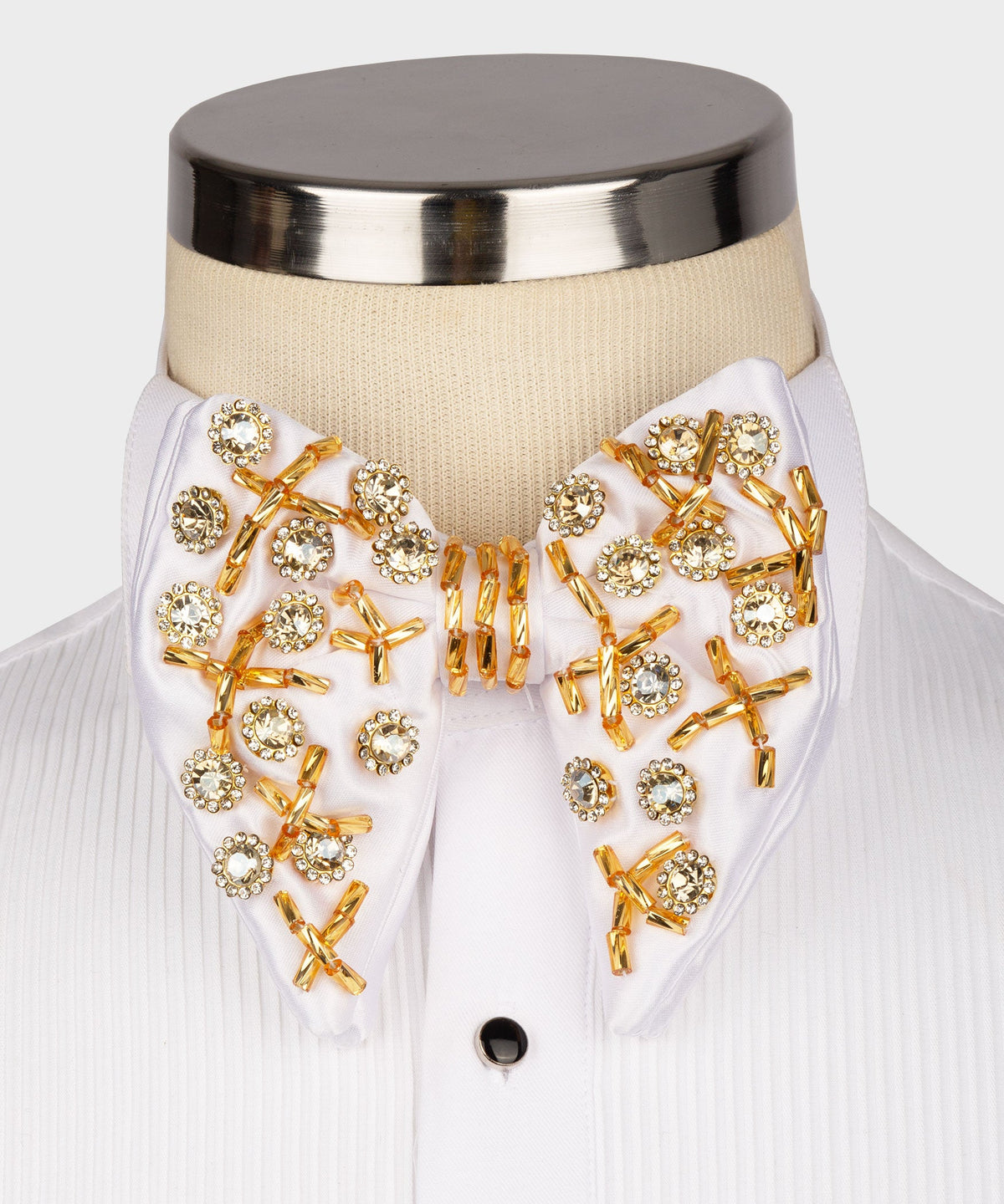 Gold White Statement Bow Tie - Style 01