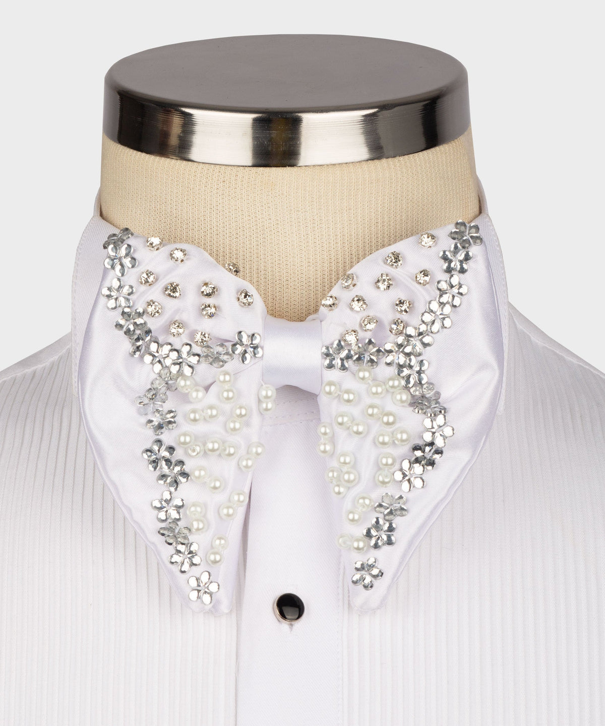 Silver White Statement Bow Tie - Style 02