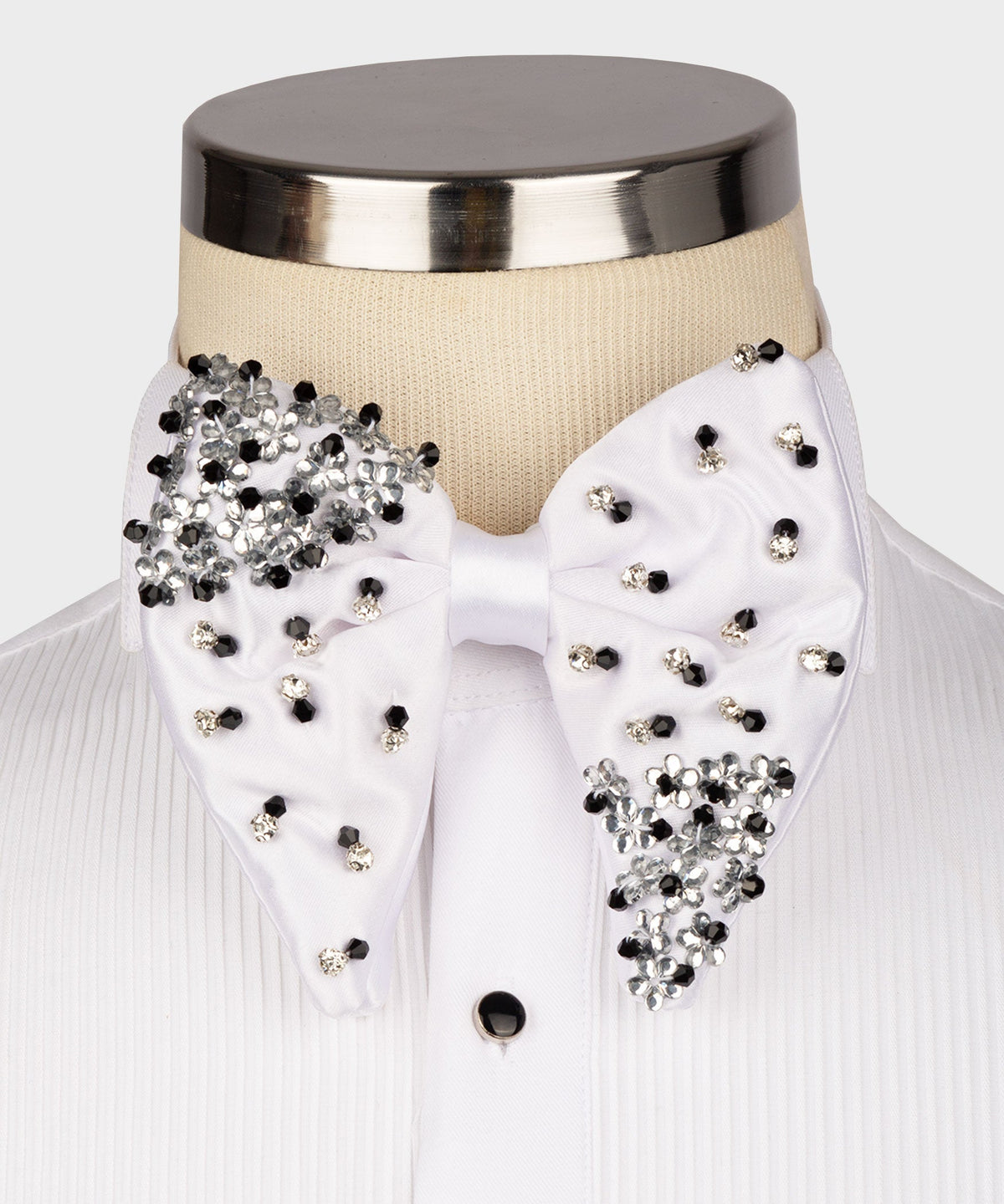 Silver White Statement Bow Tie - Style 01