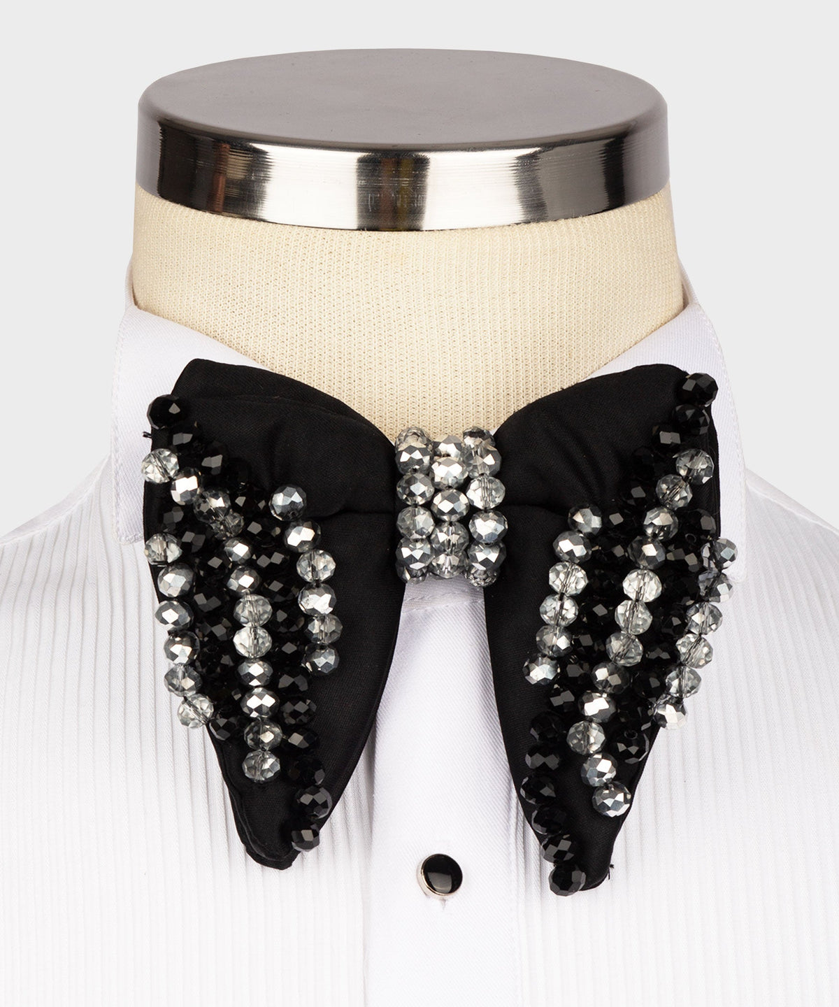 Silver Black Statement Bow Tie - Style 02