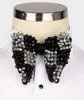 Silver Black Statement Bow Tie - Style 01