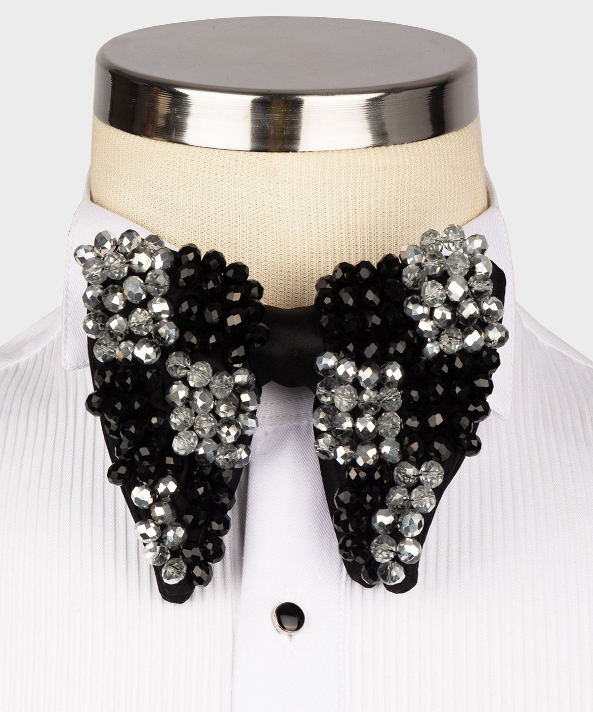 Silver Black Statement Bow Tie - Style 01