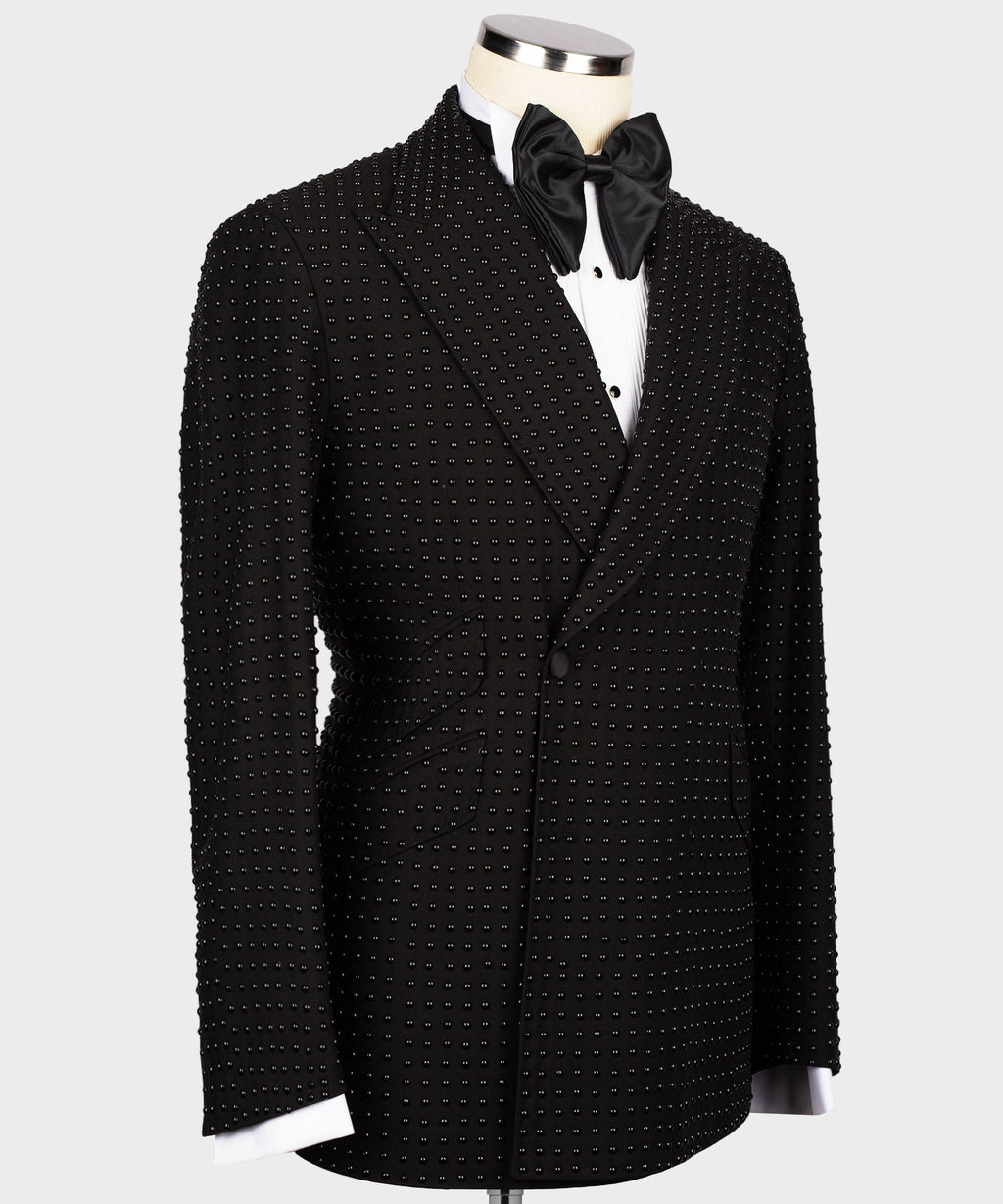 Black All Black Stone-Embellished Tuxedo