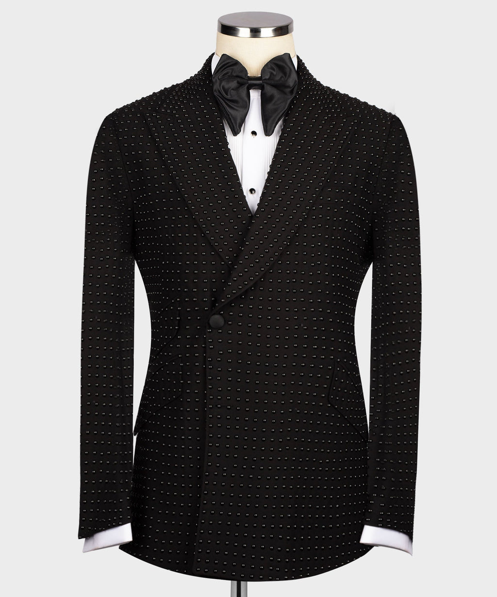 Black All Black Stone-Embellished Tuxedo