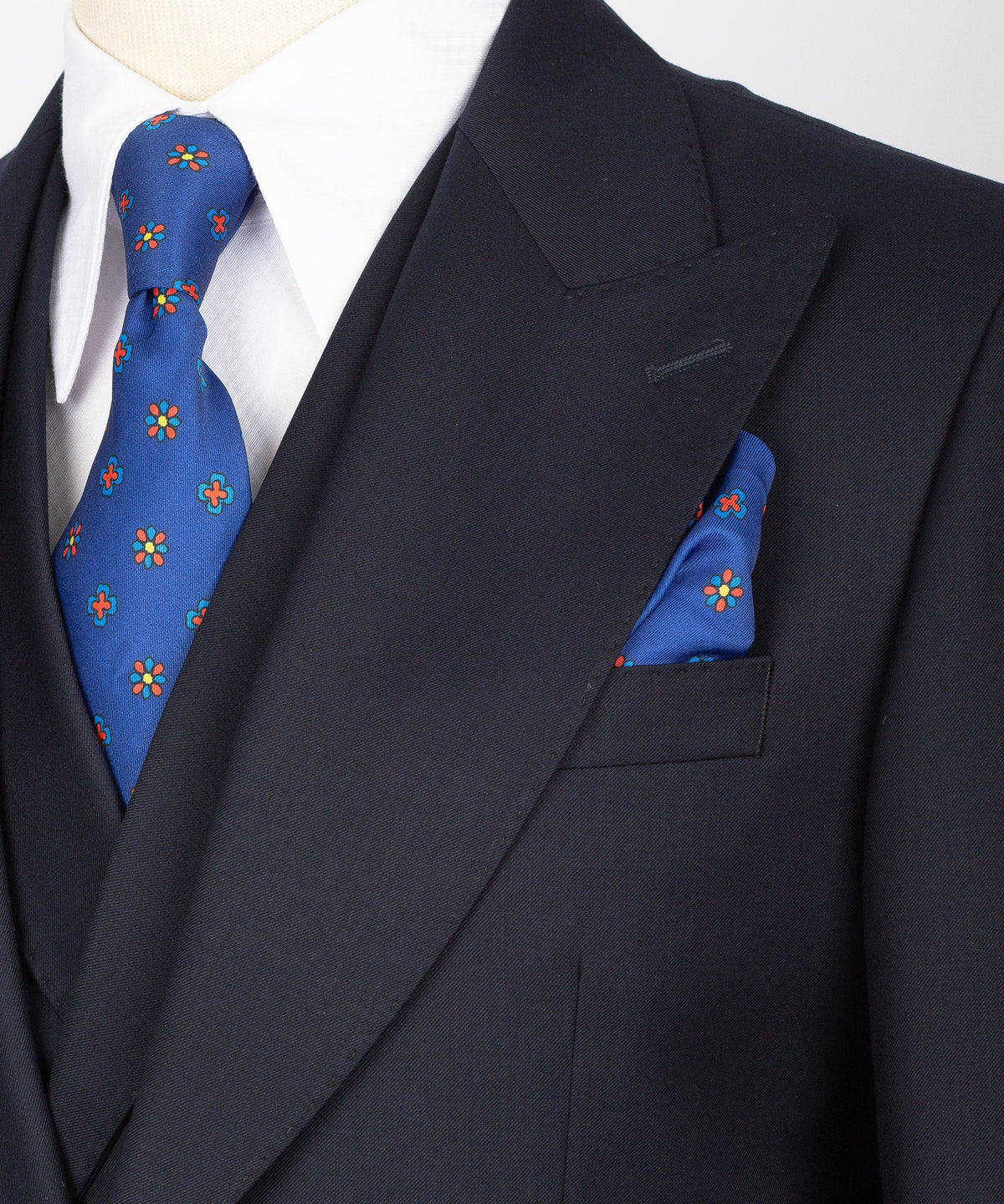Three-Piece Suit Dark Navy Blue - Gold-Button
