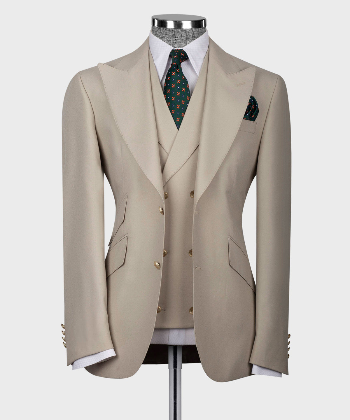 Three-Piece Suit Cream - Gold-Button