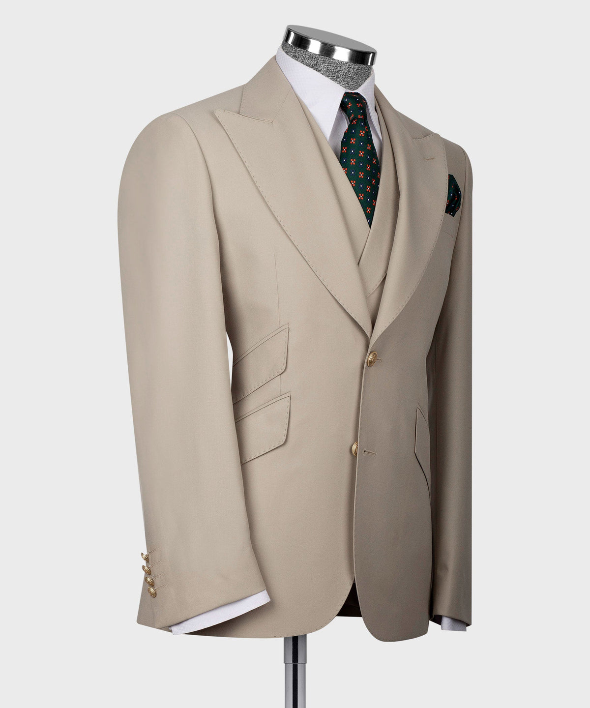 Three-Piece Suit Cream - Gold-Button