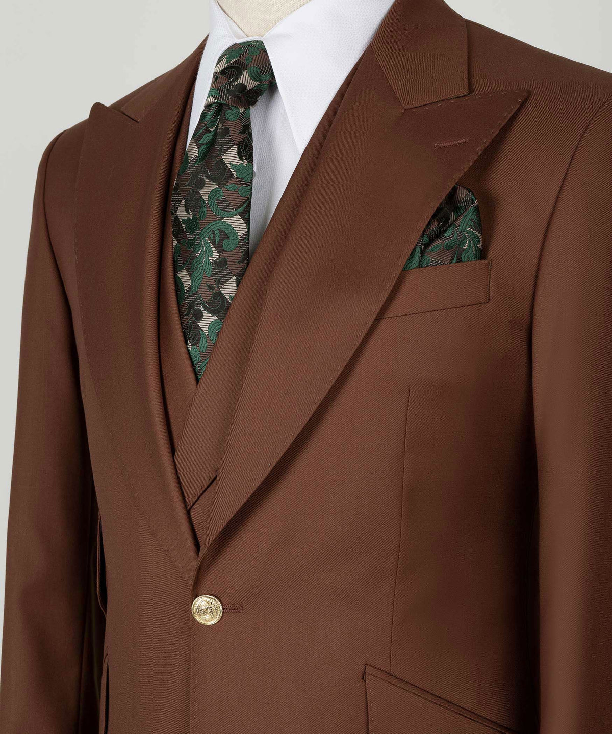 Three-Piece Suit Brown - Gold-Button