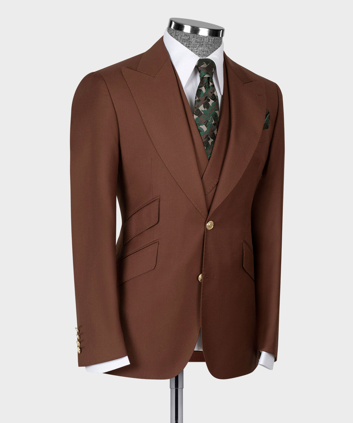 Three-Piece Suit Brown - Gold-Button