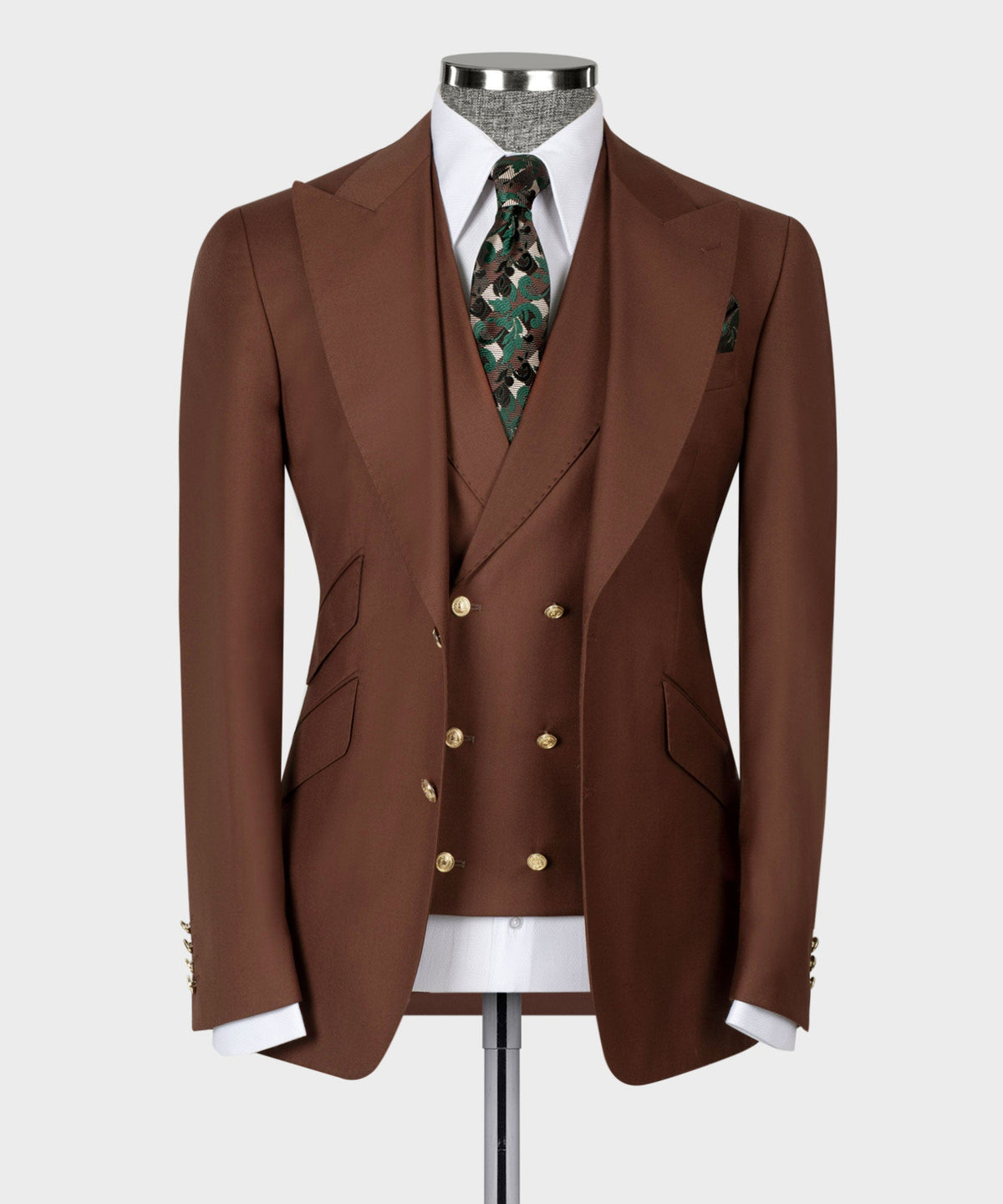 Three-Piece Suit Brown - Gold-Button
