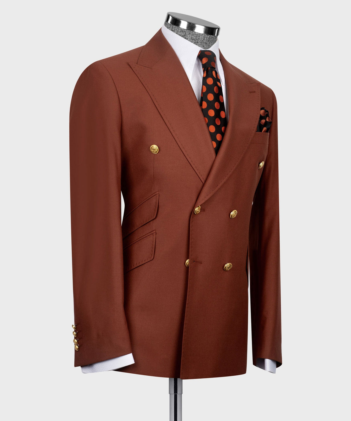 Burgundy Double-Breasted Suit - Style 04