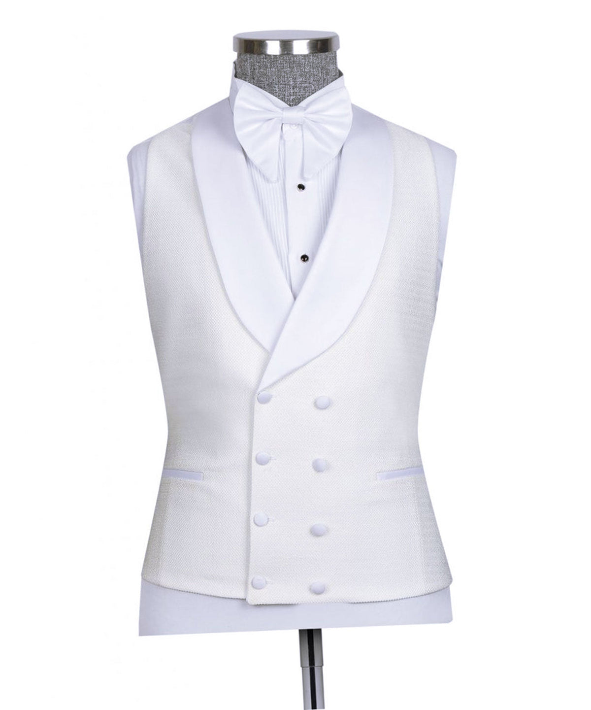 White Satin-Lapel Cream Tuxedo