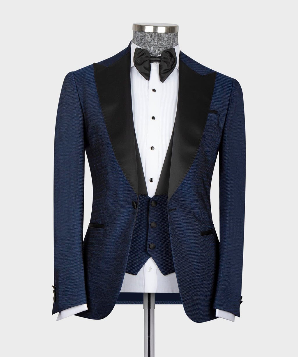 Navy Blue - Black Lapel Tuxedo
