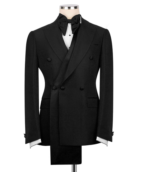 Black and Green Long Shawl-Lapel Tuxedo