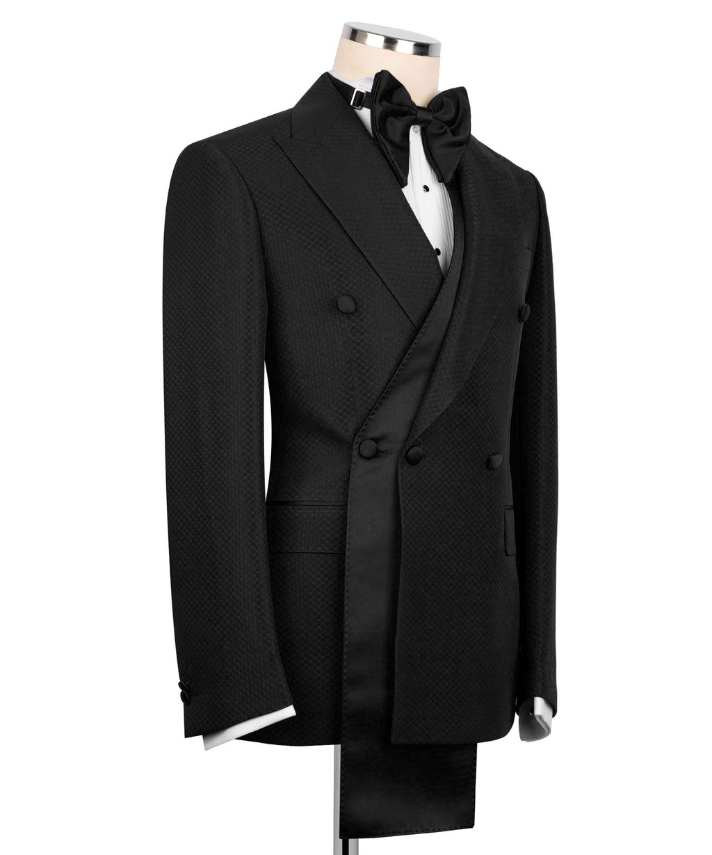 Black and Green Long Shawl-Lapel Tuxedo