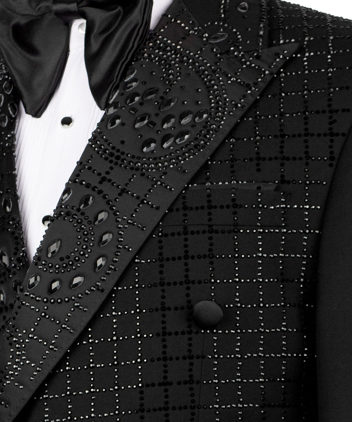 Black Embroidered Detail Tuxedo - Style 01