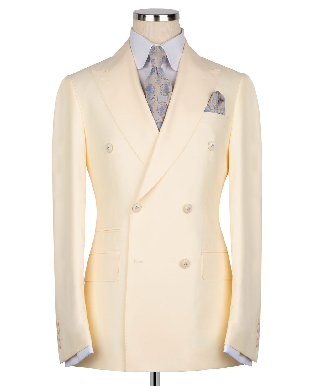 Beige Double-Breasted Suit