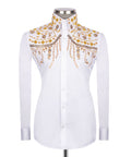 White Stone-Embellished Dress Shirt - Style 02