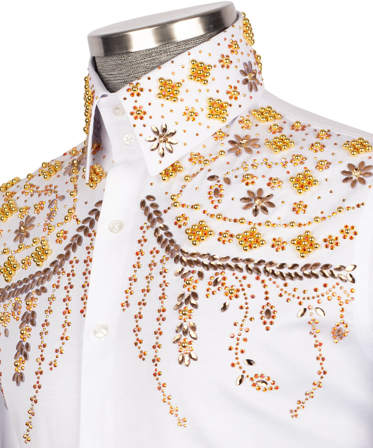 White Stone-Embellished Dress Shirt - Style 02