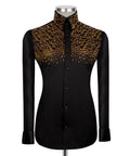 Black Stone-Embellished Dress Shirt - Style 05