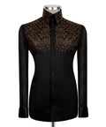 Black Stone-Embellished Dress Shirt - Style 04