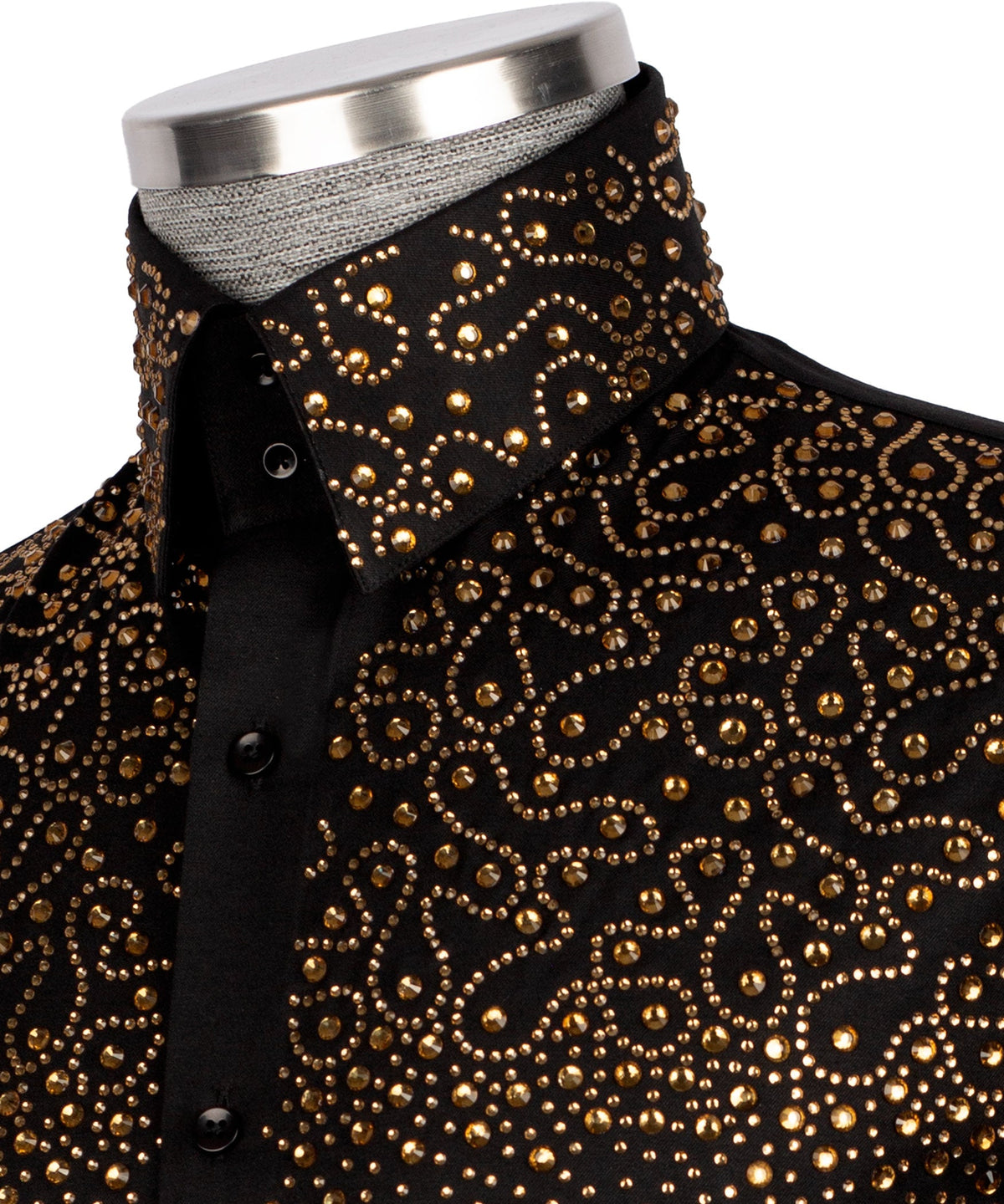 Black Stone-Embellished Dress Shirt - Style 04