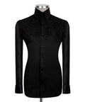 Black Stone-Embellished Dress Shirt - Style 03