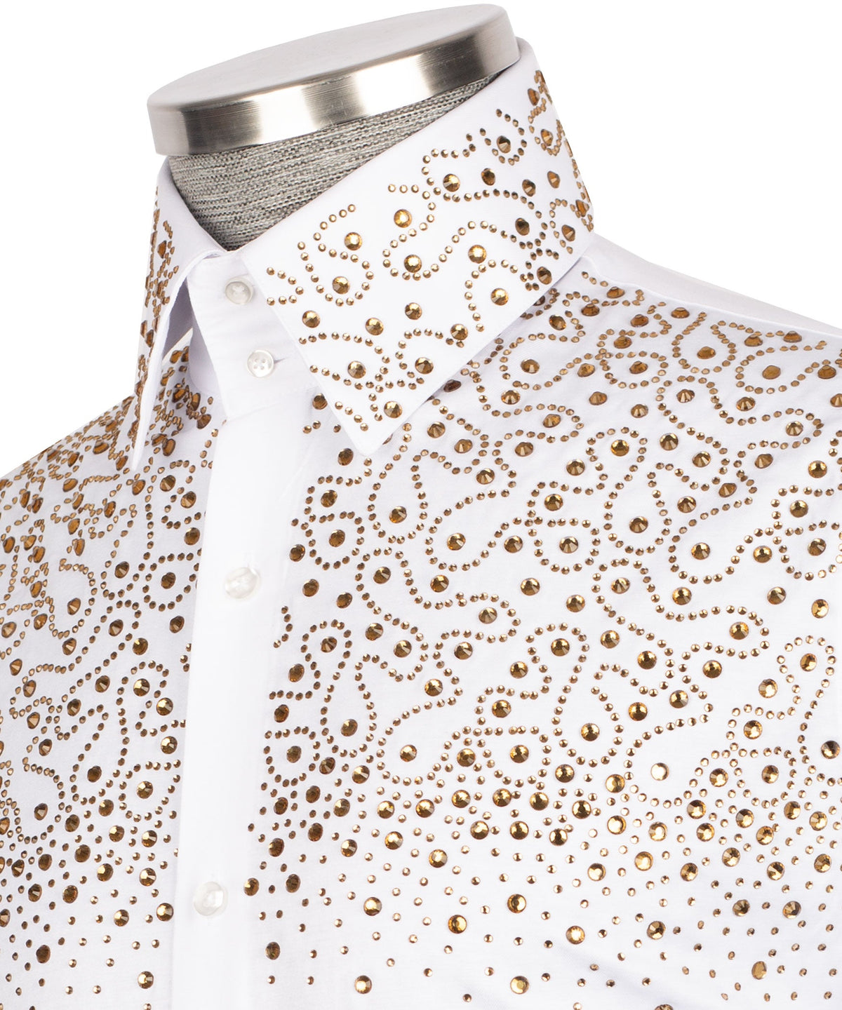 White Stone-Embellished Dress Shirt - Style 06