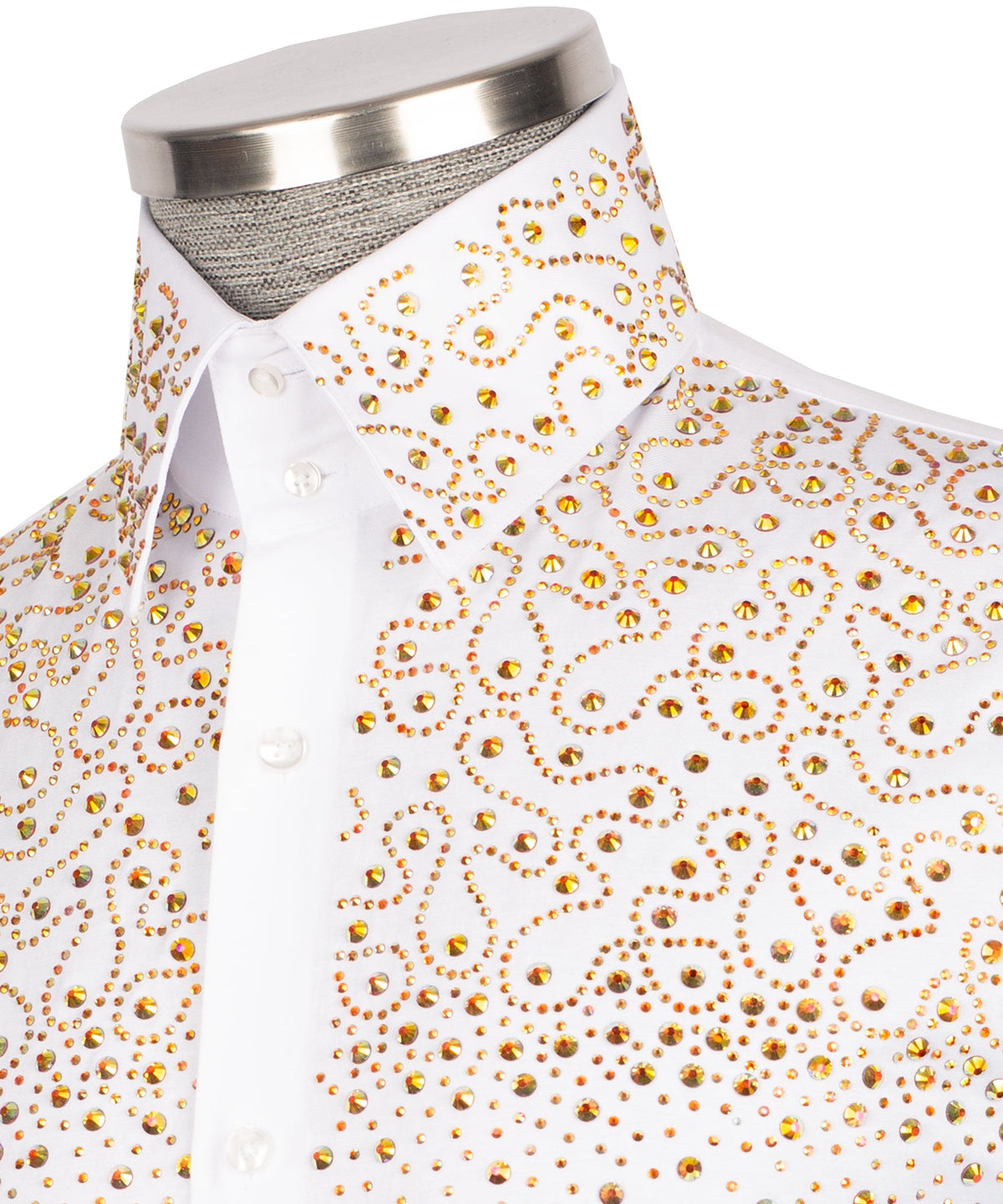 White Stone-Embellished Dress Shirt - Style 05