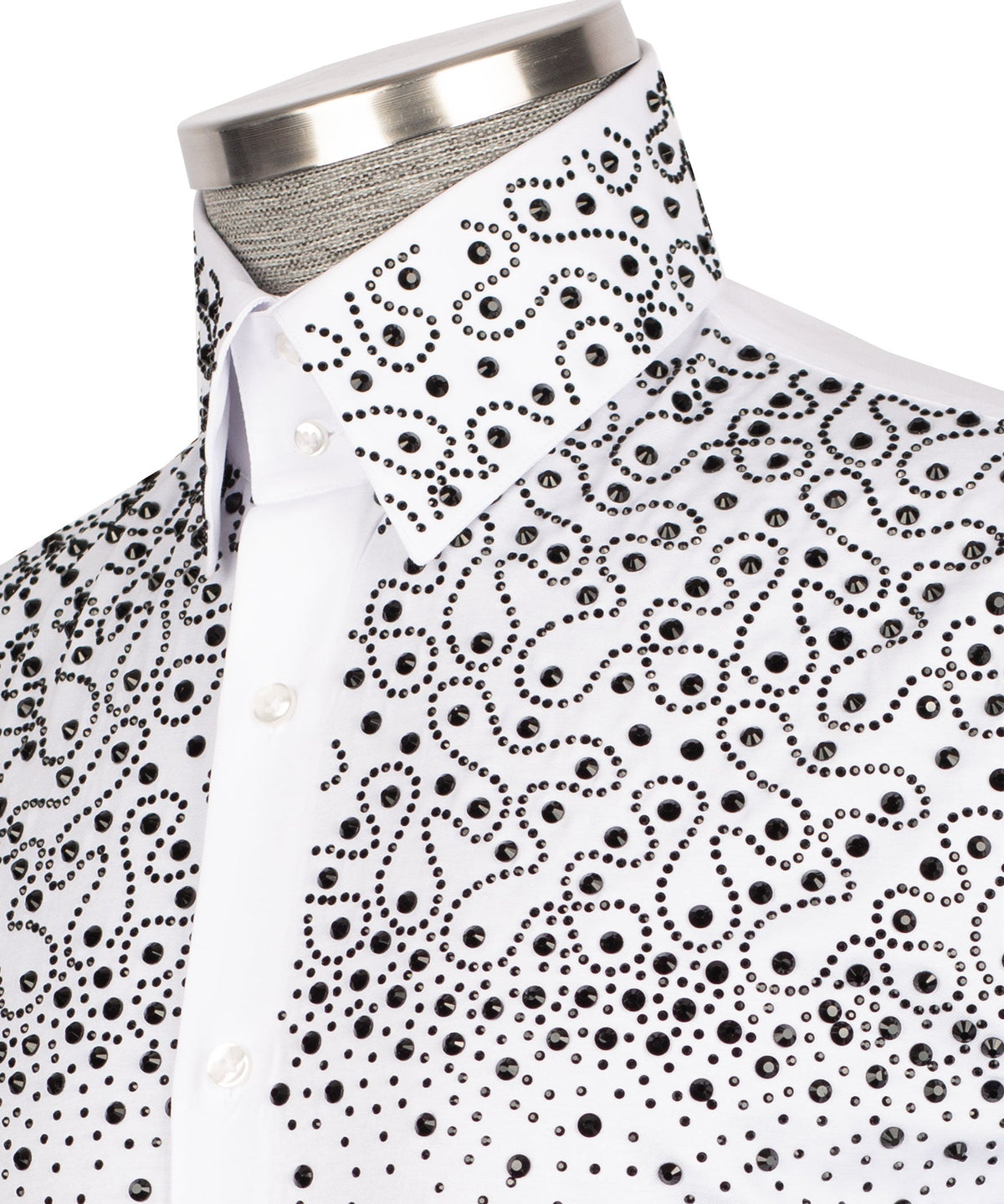 White Stone-Embellished Dress Shirt - Style 03